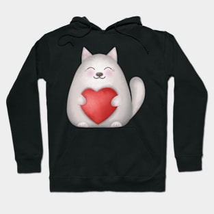 Cute Cat With Heart Hoodie